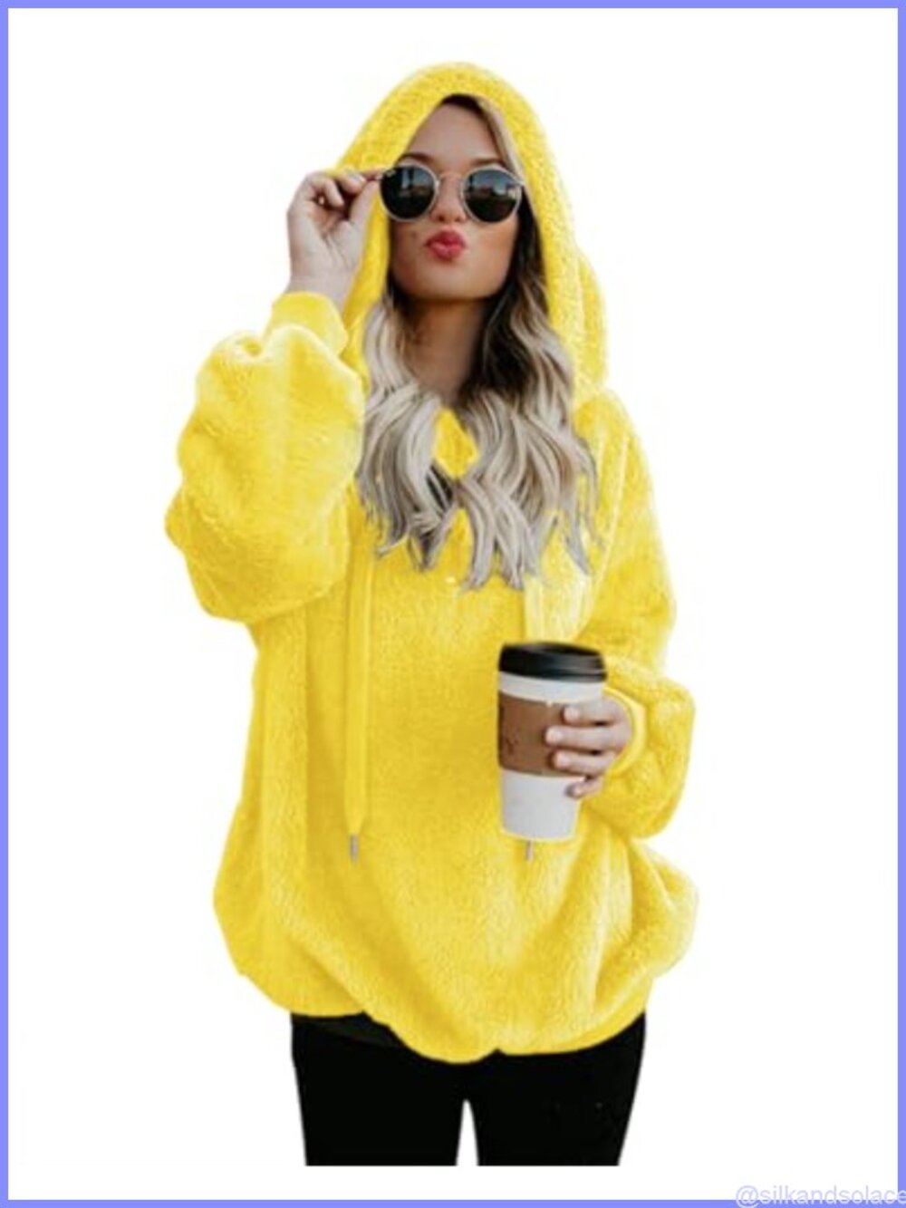 Fuzzy Fleece Zip Pullover Hoodie Oversize Sherpa Sweatshirt Women